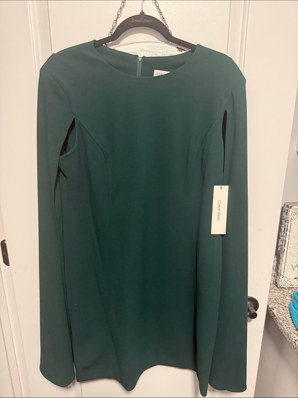 Calvin Klein Deep Green Long Sleeve Shift Dress